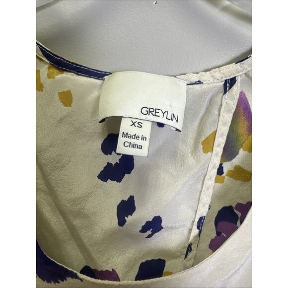 Anthropologie Greylin Tank Top Womens XS Cheetah Print Silk Y2K Cream Office - Picture 4 of 7